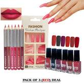 3 In 1 New Makeup Deal Kathleen 6 pcs Lip Liner Pencil +Sunisa 6pcs Nail Polish+96 pcs Fake Nails